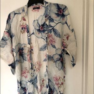 SHEIN Botanical Print Open Front Kimono